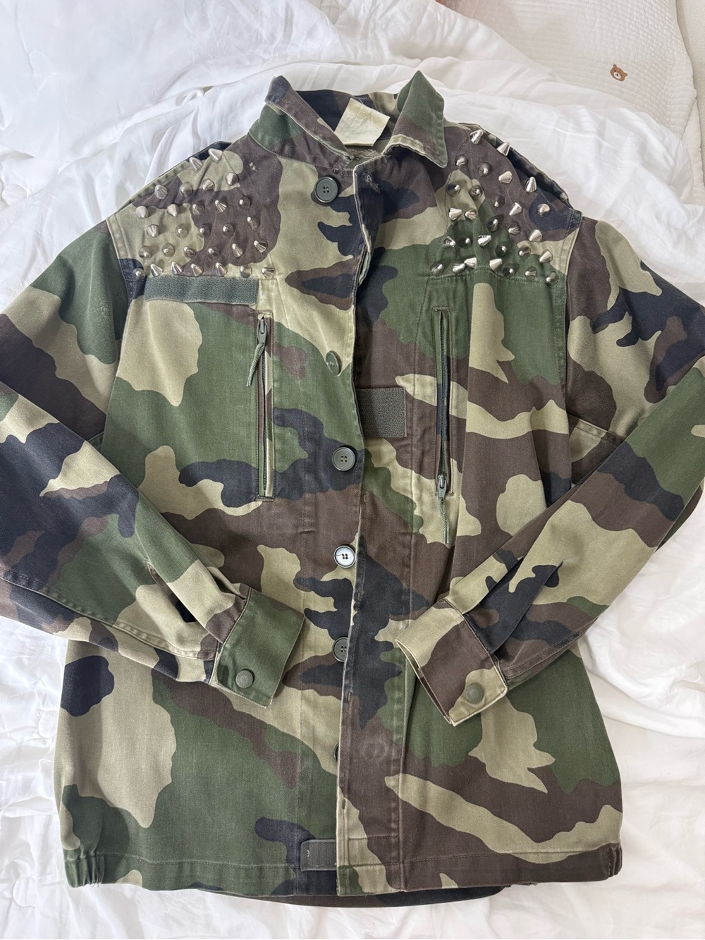 Camouflage Studded Oversized Jacket - Green - Picture 3 of 4